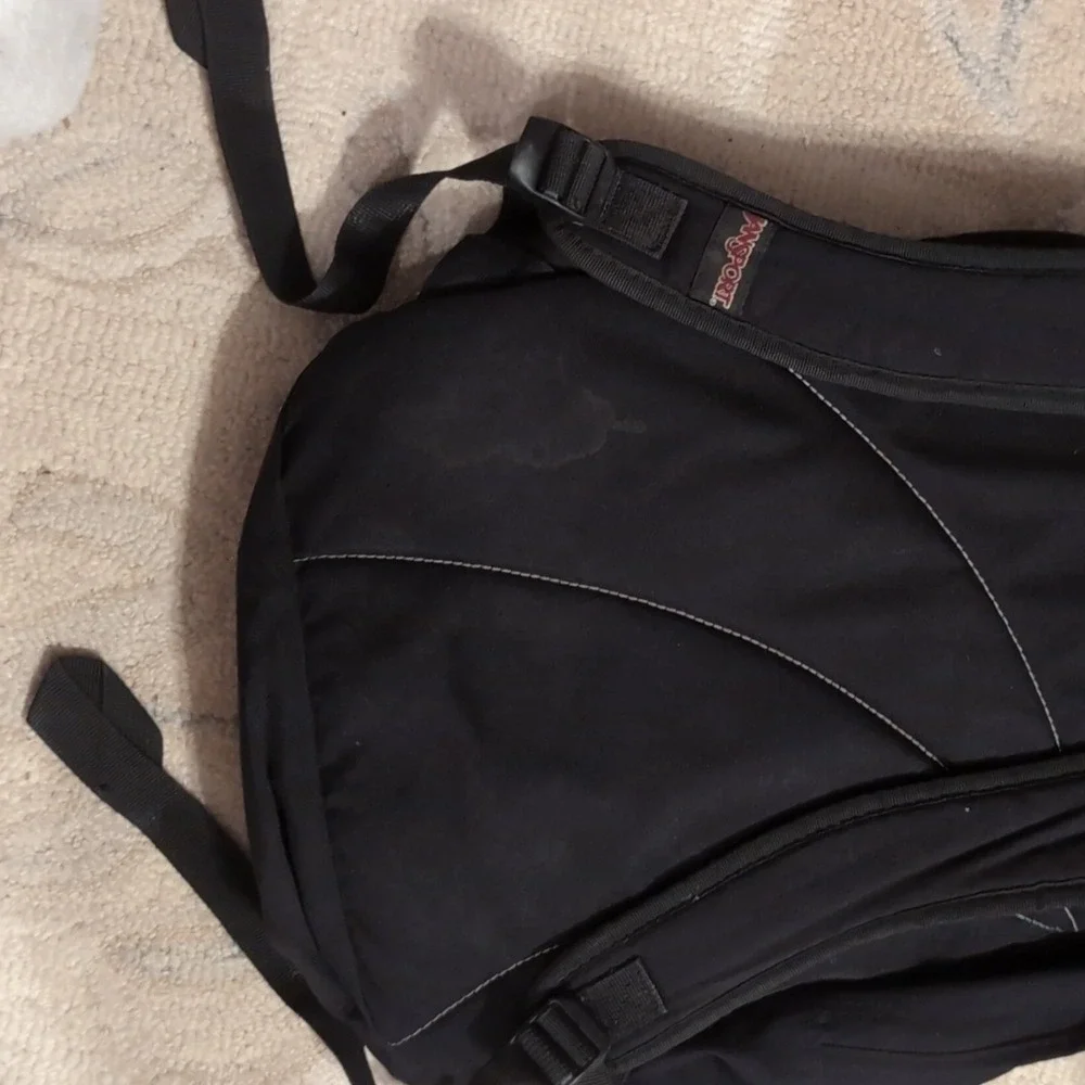JanSport Backpack Large Black Polyester School Travel Men Adjustable Strap